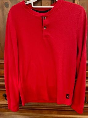 Spyder Red Long Sleeve Henley Thermal Shirt